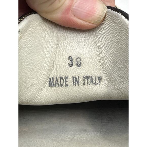 LANVIN Paris Metallic Black Gold Leopard Slip on Brocade Sneaker Size 38 /US 7 - Picture 9 of 14